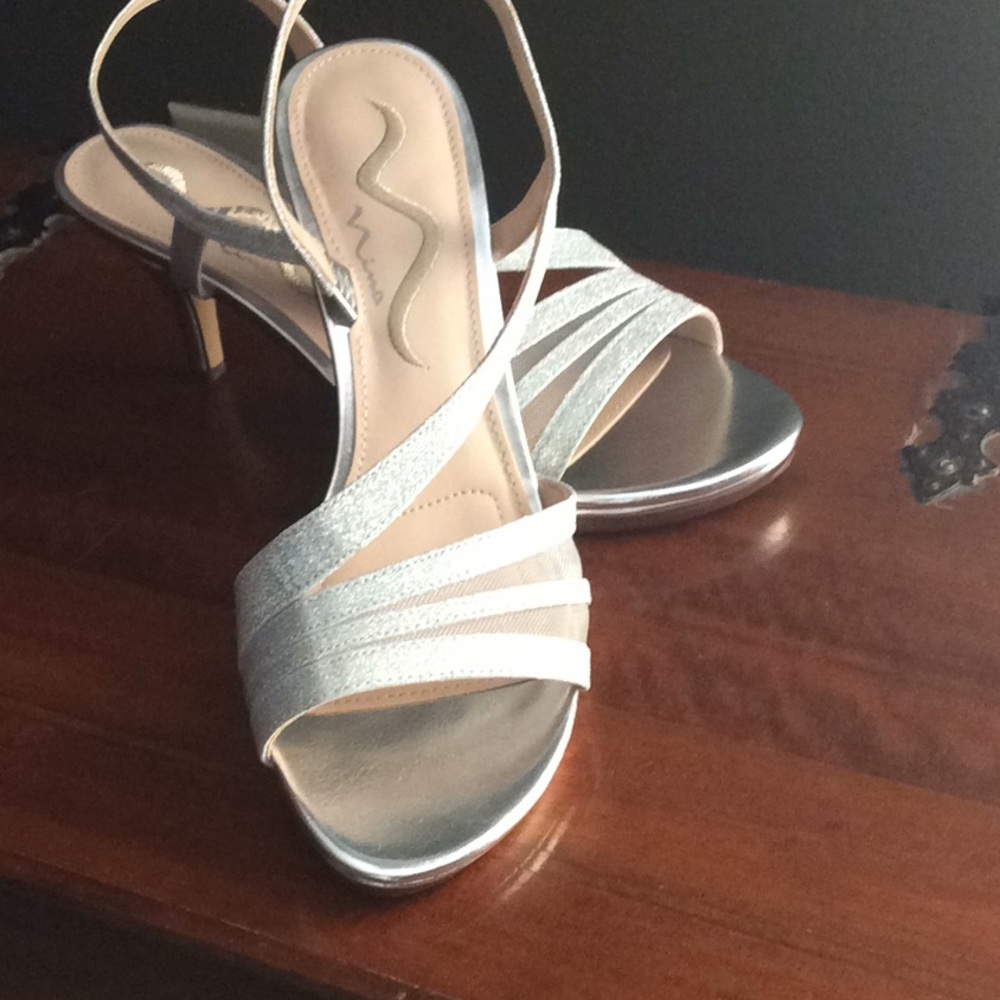 Silver kitten heels